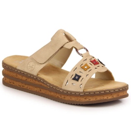 Rieker W RKR517 beige wedge hjemmesko