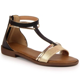 Romerske sandaler Potocki W WOL73A sorte gylden