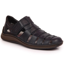 Lædersko med velcro Rieker M RKR520 sort