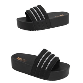 Leah Black højsålede flip-flops sort
