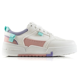 TRENDI Farverige sneakers på platformen hvid violet blå lyserød