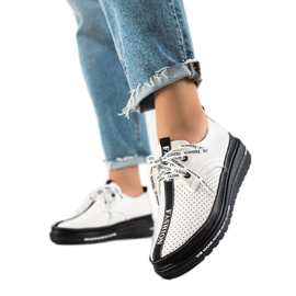 Læder Brogues På Platformen hvid sort