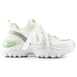 TRENDI Komfortable sneakers med snøre hvid grøn