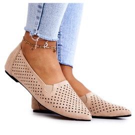 LU BOO Kvinders gennembrudte ballerinaer Slip-on Beige Rosario