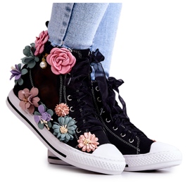 LU BOO High-top sneakers med blomster Sort Sellin