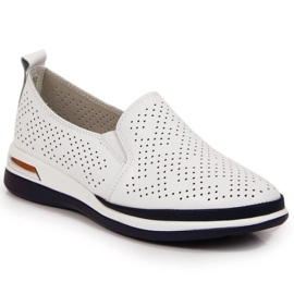 Gennembrudte lædersko Slip on T.Sokolski W SCA155 hvid