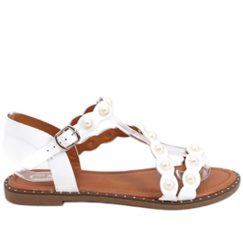 Sandaler med perler Zarina White hvid