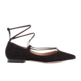 Marco Shoes Ruskindsballerinaer med rem rundt sort