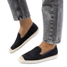 Sorte espadriller med Punter cubic zirconia