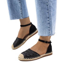 Sorte lyons flettede espadriller