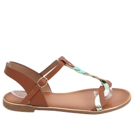 Basma Camel iriserende damesandaler brun