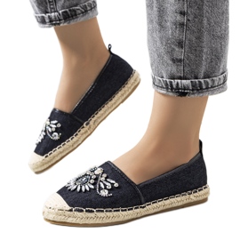 Sorte espadriller med cubic zirconias.Blok