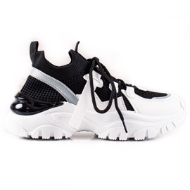 TRENDI Komfortable sneakers med snøre hvid sort