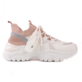 TRENDI Komfortable sneakers med snøre hvid lyserød