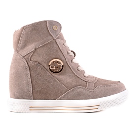 Filippo Sneakers med kile i læder beige