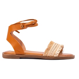 Bindede sandaler beige