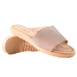 TRENDI Glitter hjemmesko beige