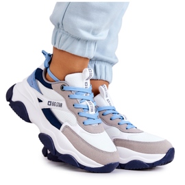 Damesneakers Sportssko Big Star JJ274580 Hvid-Blå marine blå