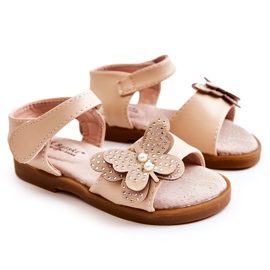 S.Barski Børns lædersandaler Sommerfugle Beige Rolly