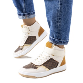 Beige ankelhøje sneakers fra Emmers hvid brun gylden gul