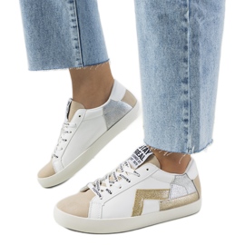 Amaal skinnende hvide sneakers beige