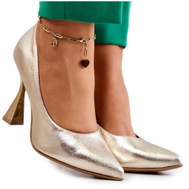 Lewski Shoes Moderigtige Læder Pumps Lewski Sko 3181 Golden gylden