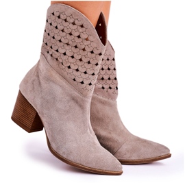 Nicole Cowboystøvler til kvinder på en hæle med ruskind Cappuccino Emily beige