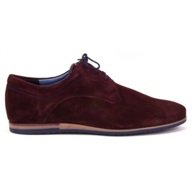 Sko Filippo 731 Bordo velour med perforering rød