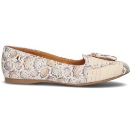 Læderballerinaer Filippo 04016 beige gylden