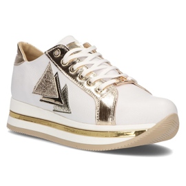Lædersneakers Filippo 096 hvid og guld gylden