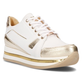 Lædersneakers Filippo 092 hvid og guld gylden