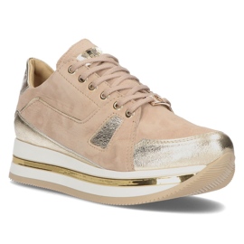 Lædersneakers Filippo 092 beige og guld gylden