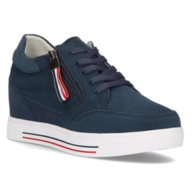 Læder Wedge Sneakers Filippo DP2350 / 21 Nv marineblå marine blå