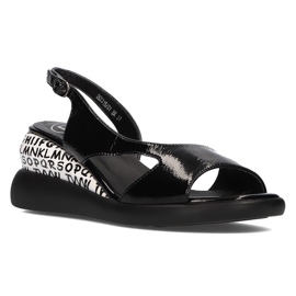 Sorte sandaler på kilen Filippo DS2315 / 21 Bk
