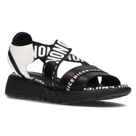 Sorte sandaler på kilen Filippo DS2317 / 21 Bk