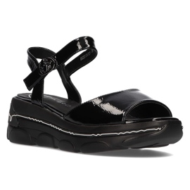 Sorte sandaler på kilen Filippo DS2319 / 21 Bk