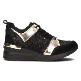 Lædersneakers Filippo DP3170 / 21 Bk sort guld gylden