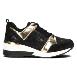 Lædersneakers Filippo DP3170 / 21 Go sort guld