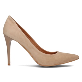 Læder pumps Filippo 956 beige ruskind