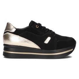 Lædersneakers Filippo DP3407 / 21 Bk Go Black sort gylden