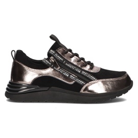 Lædersneakers Filippo DP3149 / 21 Bk Gn mørk nikkel sort sølv