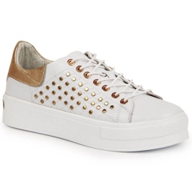 Lædersneakers med nitter platform Filippo W PAW321 hvid