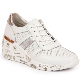 Lædersneakers på platformen Filippo W PAW323 hvid