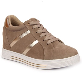Lædersneakers på platformen Filippo W PAW324A beige
