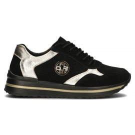 Lædersneakers Filippo DP3544 / 22 Bk sorte gylden