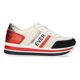 Læder Sneakers Filippo DP1414 / 22 Wh hvid rød marine blå