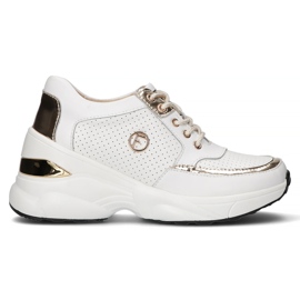 Læder Sneakers Filippo DP3655 / 22 Wh hvid gylden