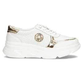 Lædersneakers Filippo DP2138 / 22 Wh Go hvid gylden