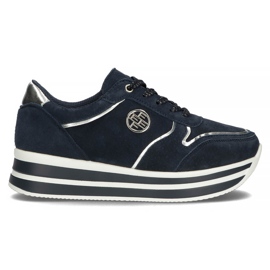 Lædersneakers Filippo DP3682 / 22 Nv marineblå marine blå