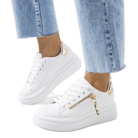 Tamis sneakers i hvid og guld gylden